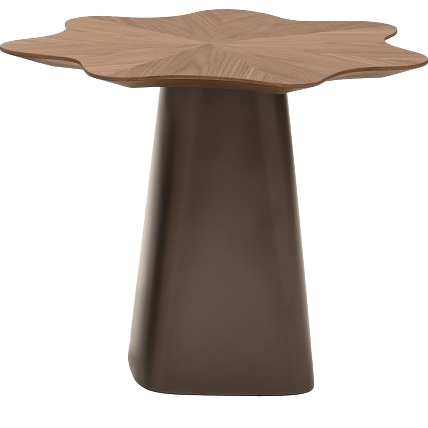 Terra End Table in Mosaic Walnut Veneer & Champagne Metallic Fiberglass